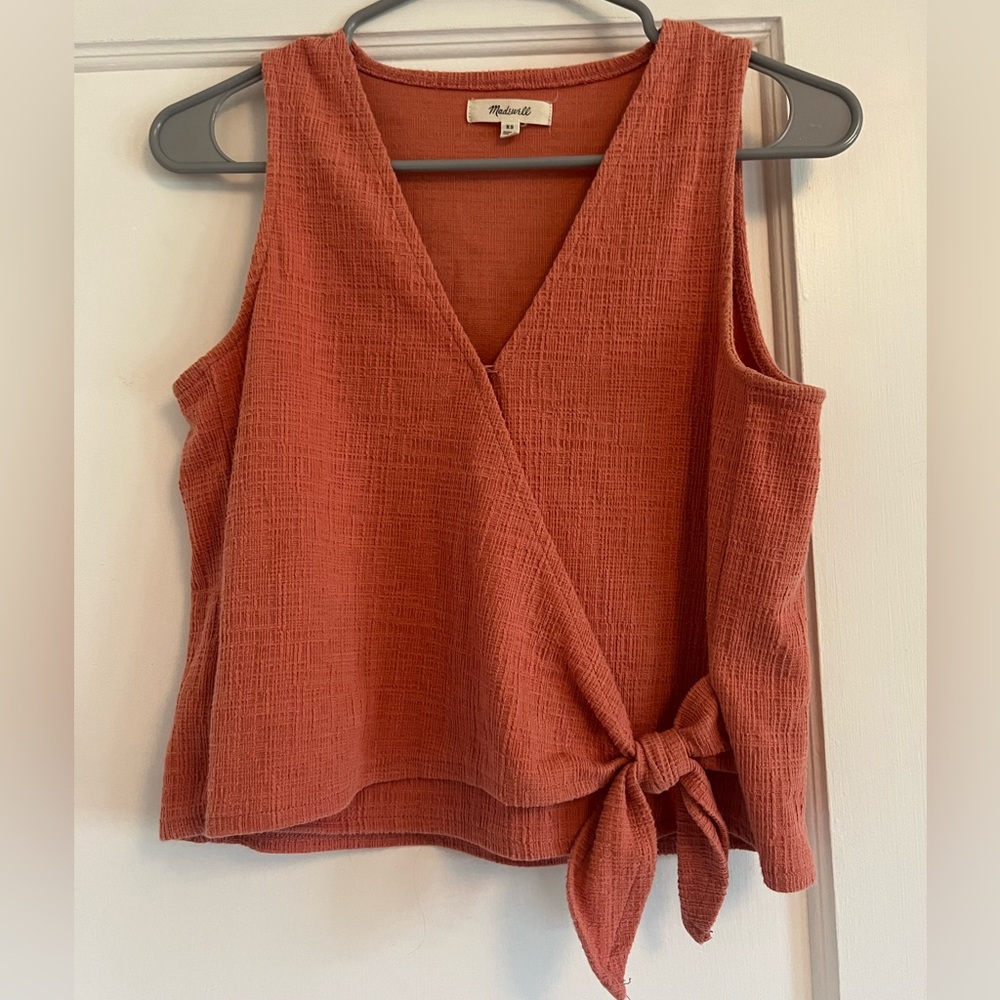 Madewell Rust Faux-Wrap Top